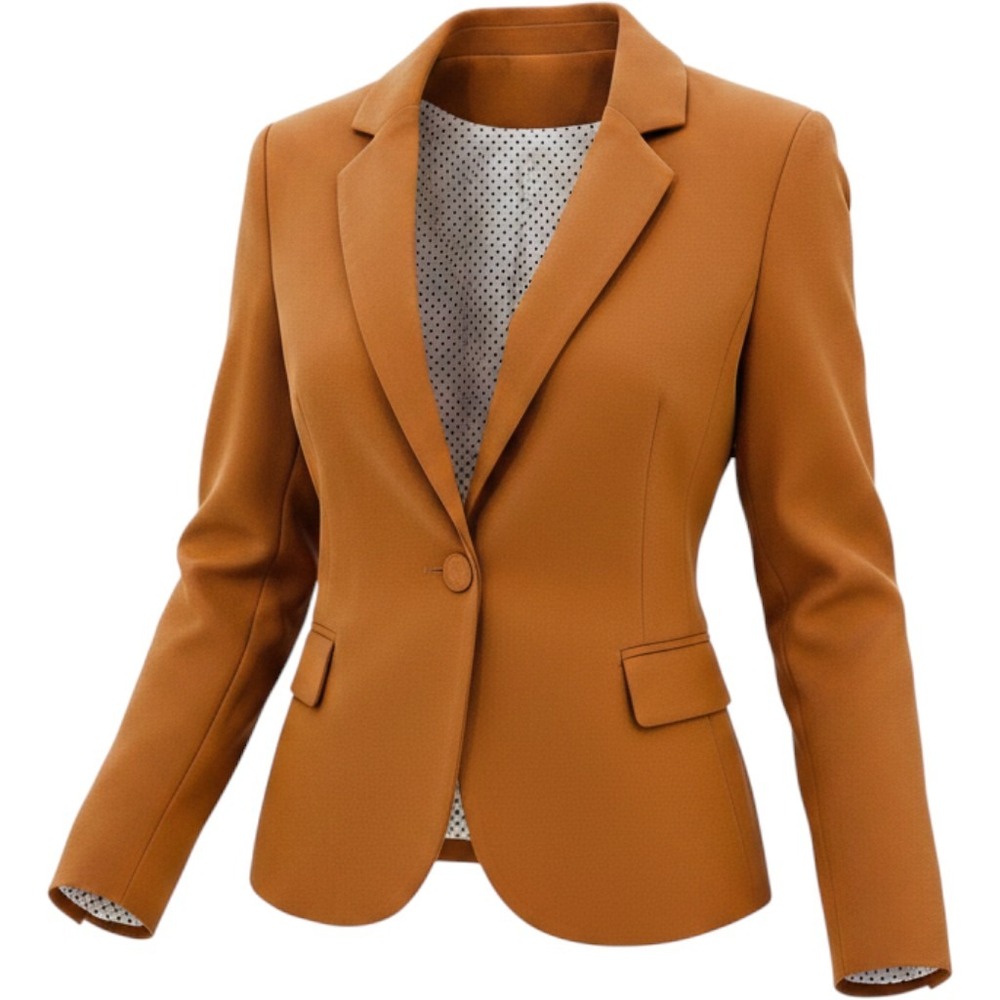 Dow's Spiced Caramel Lined Blazer Womens Orange Single Button Career Jacket